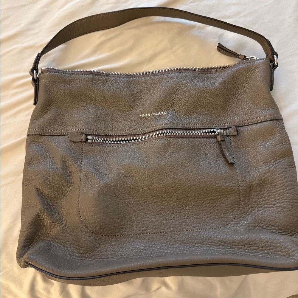 Vince Camuto Gray Leather Shoulder Bag